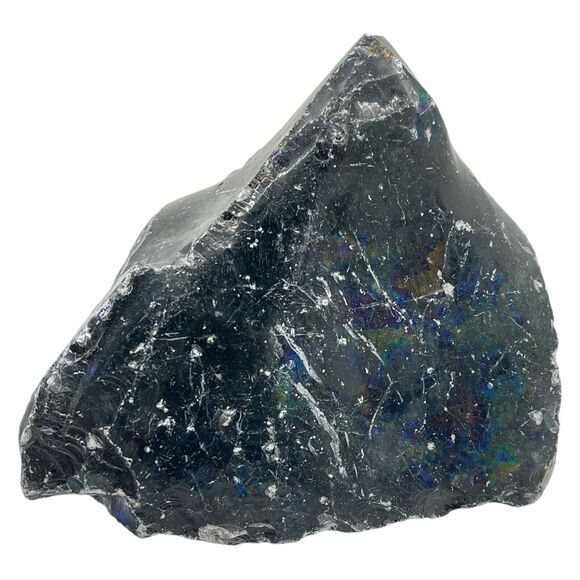 Dark Cobalt Art Glass Cullet Glowing Uranium Manganese Slag Glass #4GX263 - Picture 4 of 6